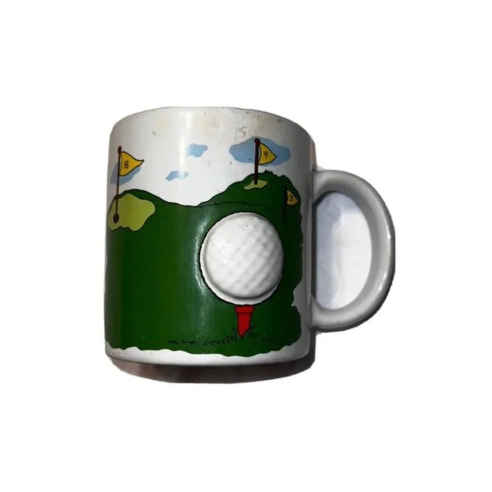 Vintage Russ Berrie & Co Vtg 18 Hole Golf Golfer Coffee Mug Cup With 3D